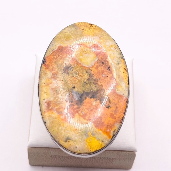925 Sterling Silver Jewelry - Size 10 Bumblebee Jasper 925 Sterling Silver Ring
